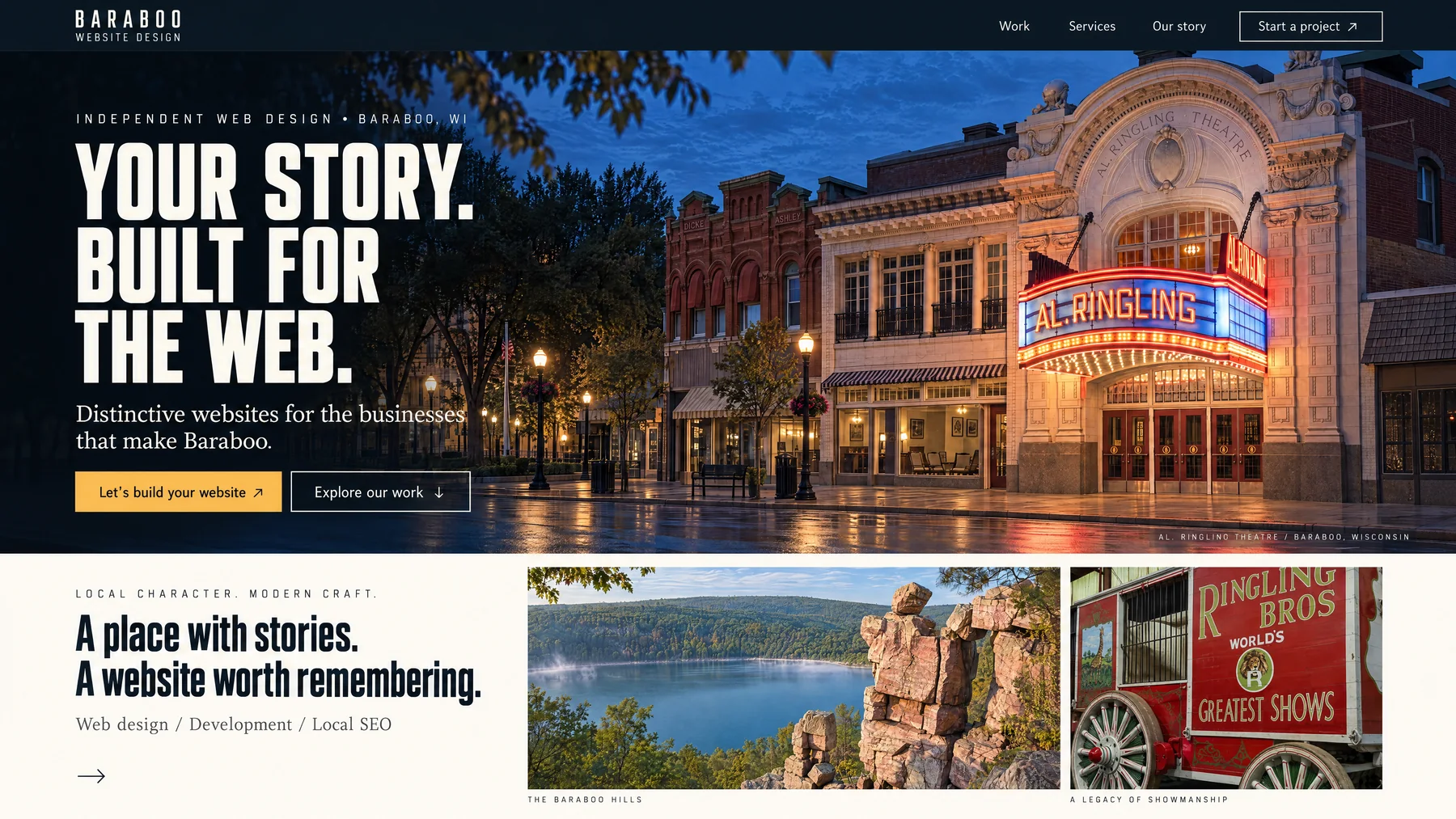 Baraboo Website Design concept featuring the Al. Ringling Theatre