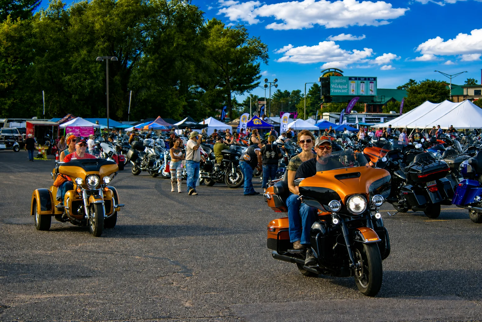 Motorcyclists riding into the Bike Week grounds